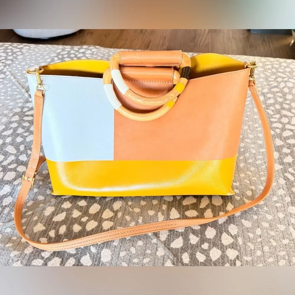 Tory Burch Tan and White Tote